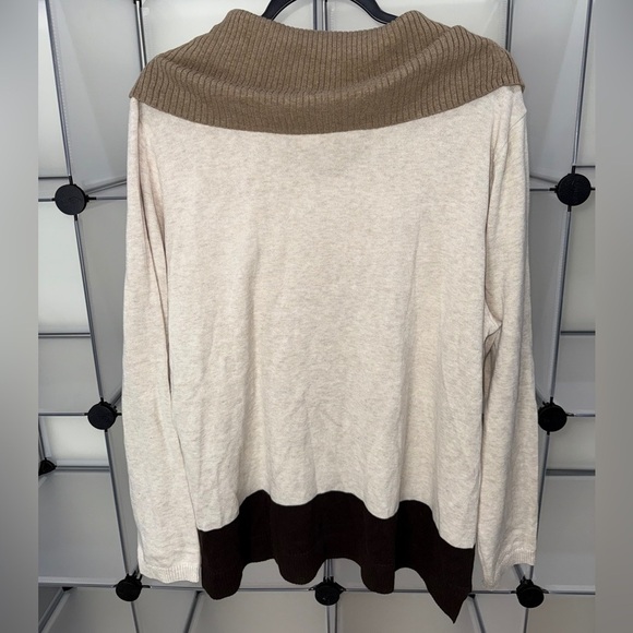 Karen Scott Womens Colorblock Cowl Neck Pullover Sweater, Beige, XX-Large NWT - Picture 8 of 10